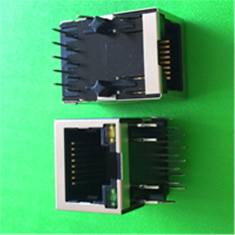 深圳RJ45连接器 ，网络接口21.3MM长带LED灯带弹片带滤波器插板式连接器