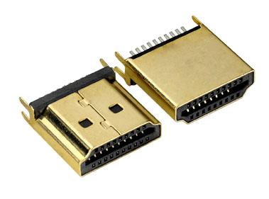 HDMI连接器插座  HDMIA TYPE公座夹板式带压劲