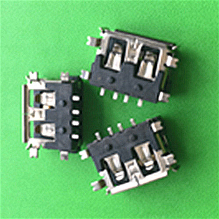 深圳USB连接器厂家 2.0AF短体10.0MM90度6.8H贴片式连接器
