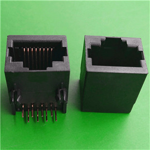 RJ45网络接口,RJ45 连接器插座 ,RJ45 90度插板式全塑长度17.7MM黑色连接器