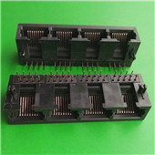 RJ45 连接器 RJ45网络接口座子 网络插头1*4排插全塑款RJ45