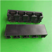 RJ45 连接器 RJ45网络接口座子 网络插头1*4排插全塑款RJ45