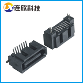 SATA 连接器、SATA7PIN连接器、7PIN 90度插板式座子 带外壳SATA   -深圳市连欣科技有限公司 