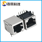 RJ45 连接器 RJ45网络接口座子 网络插头90度插板式带LED灯