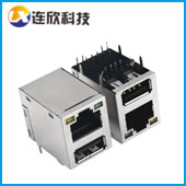 JR45+USB连接器插板式带灯