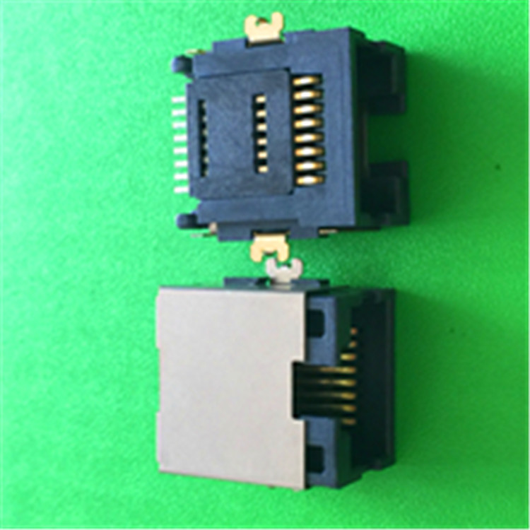 RJ45反向沉板贴板式RJ45连接器接口