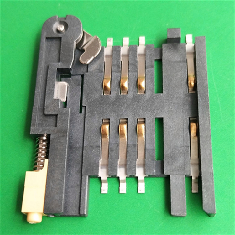 SIM卡座推杆式带卡套自锁式6+2PIN 工业级别SIM卡座镀金