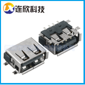 深圳USB连接器厂家 2.0AF短体10.0MM90度6.8H贴片式连接器
